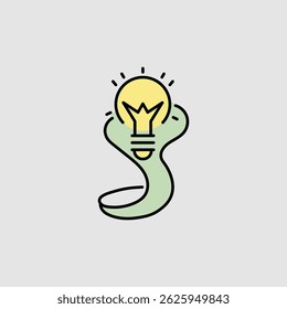 a light bulb nestled inside a stylish light green snake shape