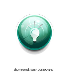 Light bulb, new idea concept web button, vector illustration