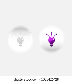 Bombilla, botón web de concepto nuevo de idea, ilustración vectorial