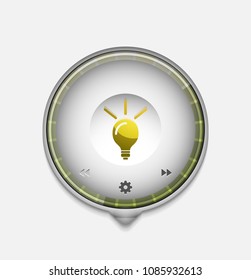 Light bulb, new idea concept web button, vector illustration