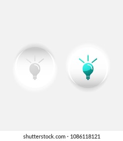 Bombilla, botón web de concepto nuevo de idea, ilustración vectorial