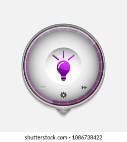 Light bulb, new idea concept web button, vector illustration