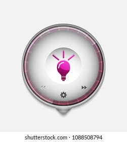 Light bulb, new idea concept web button, vector illustration
