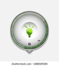Light bulb, new idea concept web button, vector illustration