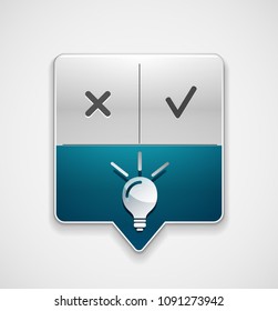 Light bulb, new idea concept web button, vector illustration