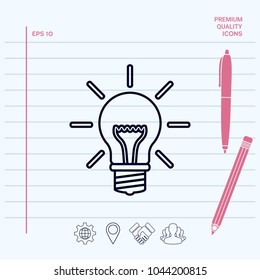 Light bulb - new ideas. Line icon