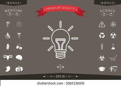 Light bulb - new ideas. Line icon