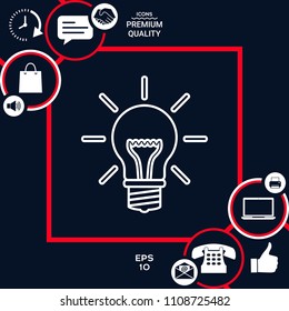 Light bulb - new ideas. Line icon