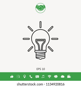 Light bulb - new ideas. Line icon