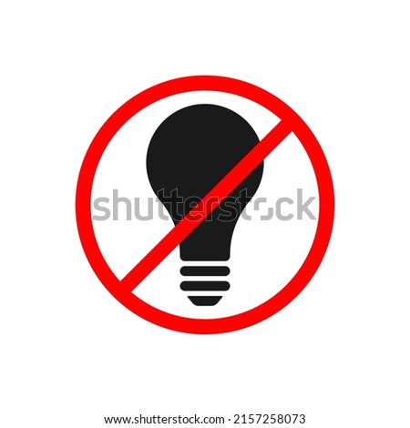 Light bulb No, Ban or Stop signs. Light lamp icons