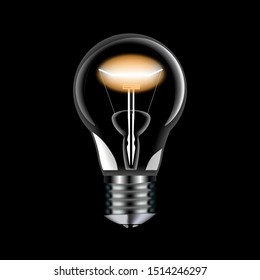 Light bulb on black background for concept design. Vector design element. Light bulb decor.  