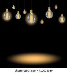 light bulb on black background