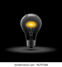 Light bulb on a black background