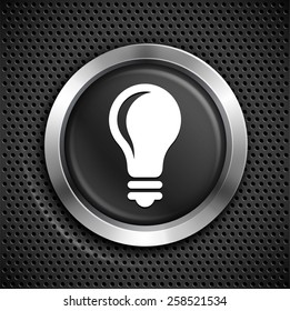 Light Bulb on Black Round Button
