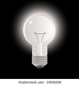 light bulb on black vector illustration