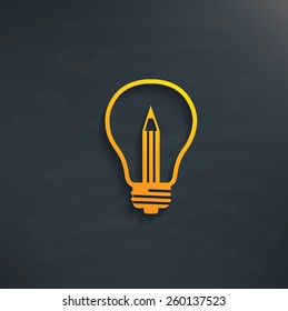 Light bulb on blackboard background,clean vector