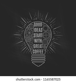 Light bulb on blackboard, an idea concept. Vector illustration