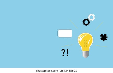 Light bulb on blue background. Brainstorming or thinking process concept.