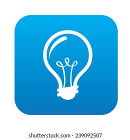 Light bulb on blue flat button,clean vector