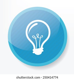 Light bulb on blue flat button,clean vector