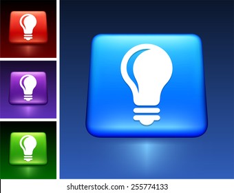 Light Bulb on Blue Square Button