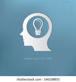 Light bulb on brain symbol,vector