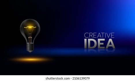 Light bulb on a dark blue background with gradation.