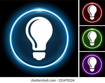 Light bulb on Glow Round Button