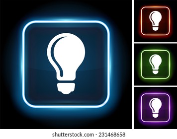 Light bulb on Glow Square Button
