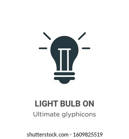 Light bulb on glyph icon vector on white background. Flat vector light bulb on icon symbol sign from modern ultimate glyphicons collection for mobile concept and web apps design.