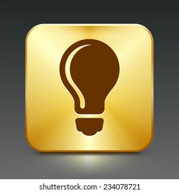 Light bulb on Gold Square Button