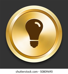 Light Bulb on Golden Internet Button Original Illustration