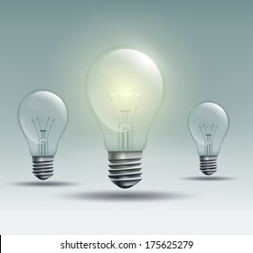 with the light bulb on a gray background