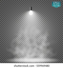 Light bulb on a gray background, light white
