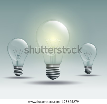 with the light bulb on a gray background