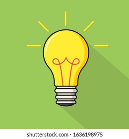 Light bulb on green background. Illustration of the concept of isolated vector for the business. Simple caricature symbolizing creative ideas and thoughts