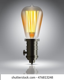 Light bulb on grey, vector illustration template for advertising