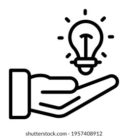         Bombilla en mano, icono de atención de ideas 