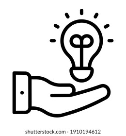 Bombilla en mano, icono de cuidado de ideas