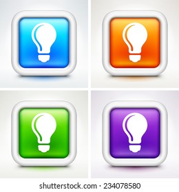 Light bulb on Multi Color Square Buttons