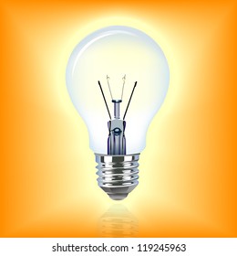 Light bulb on orange background, Vector design in illustrator eps 10.