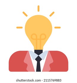 Light bulb on person head, icon of innovator

