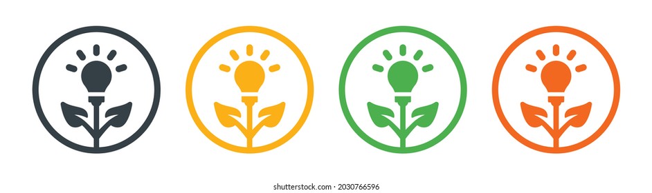 Light bulb on plant icon symbol of innovation.