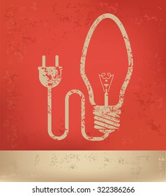 Light bulb on red background,poster grunge design