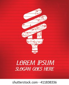 Light bulb on red background,poster grunge design
