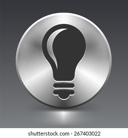 Light Bulb on Silver Round Button