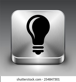 Light Bulb on Silver Square Button