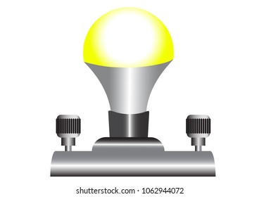 A light bulb on stands is a physical device that performs the work of a current consumer in an electrical circuit.