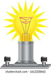 A light bulb on stands is a physical device that performs the work of a current consumer in an electrical circuit.