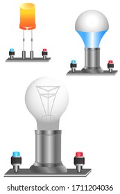 A light bulb on stands is a physical device that performs the work of a current consumer in an electrical circuit.